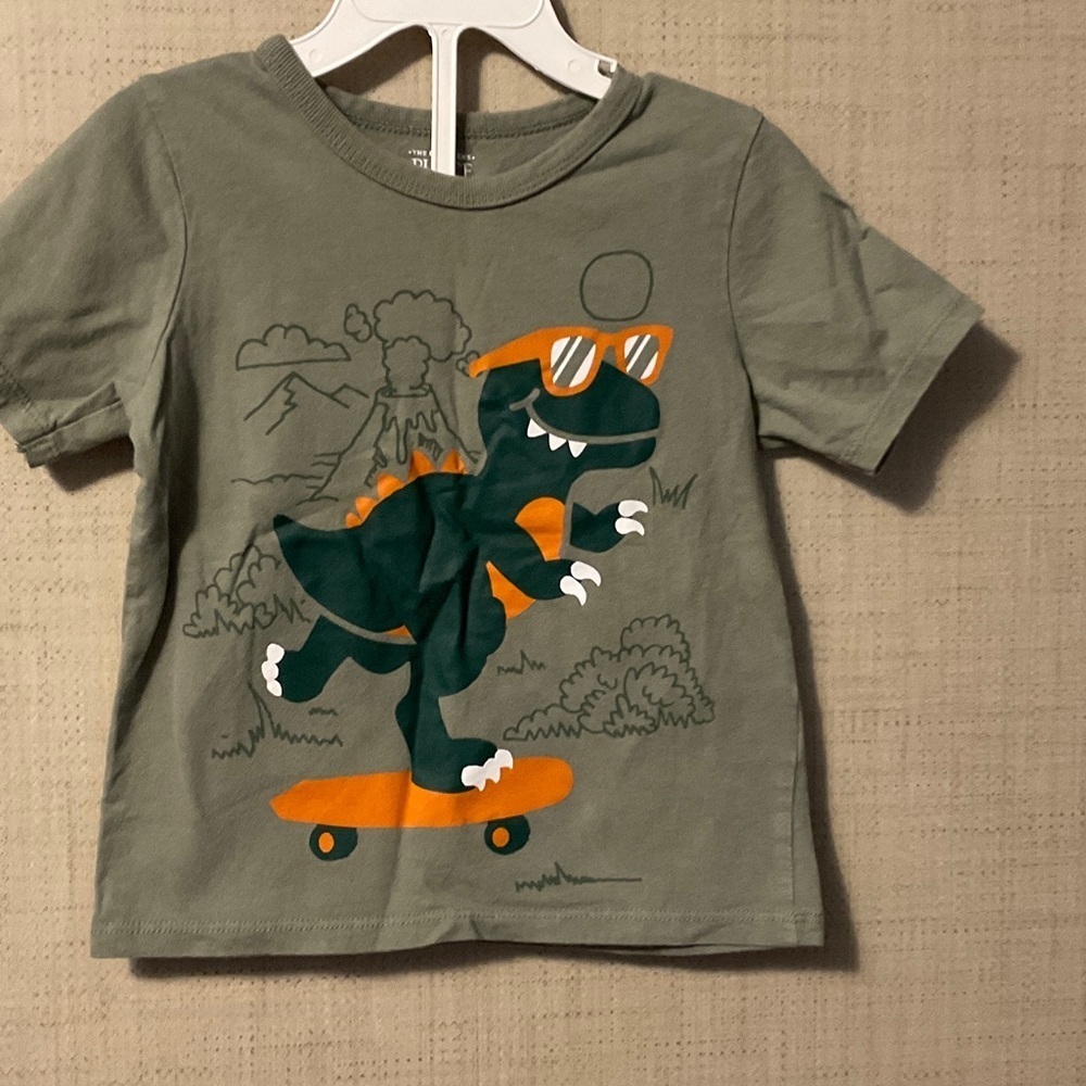 The Children's Place Dino Skate Tee - Olive and Orange